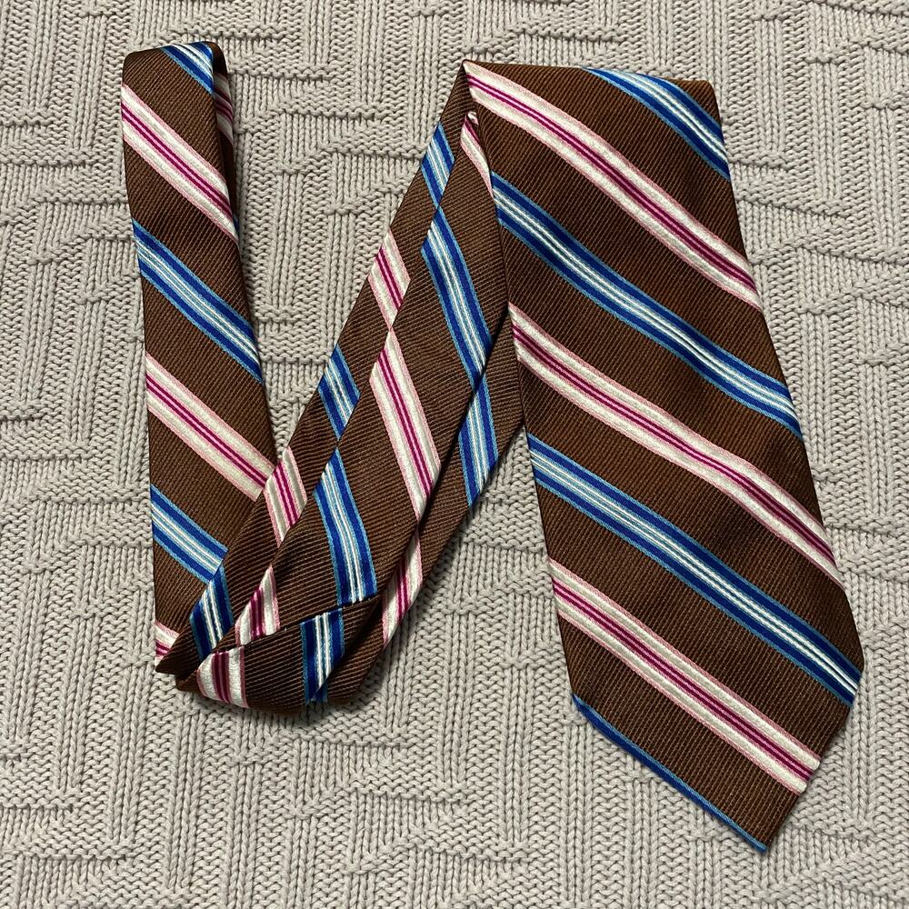 Altea brown stripe hand made Italian silk tie